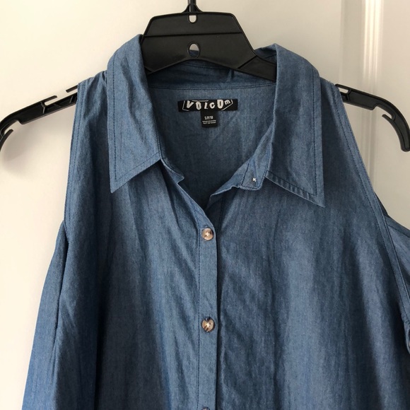 Volcom Cold Shoulder Denim Blouse - Picture 3 of 3